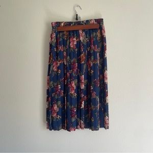 Alfred Dunner Petite Navy Floral Maxi Skirt